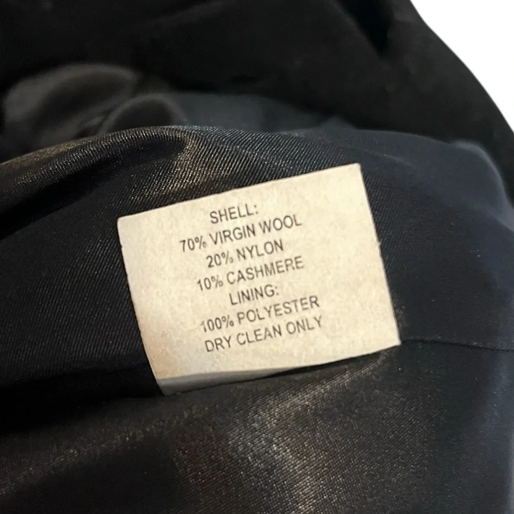 Pendleton Wool Cashmere Car Coat Black Mod Swing Round Collar Pleated Hem Large